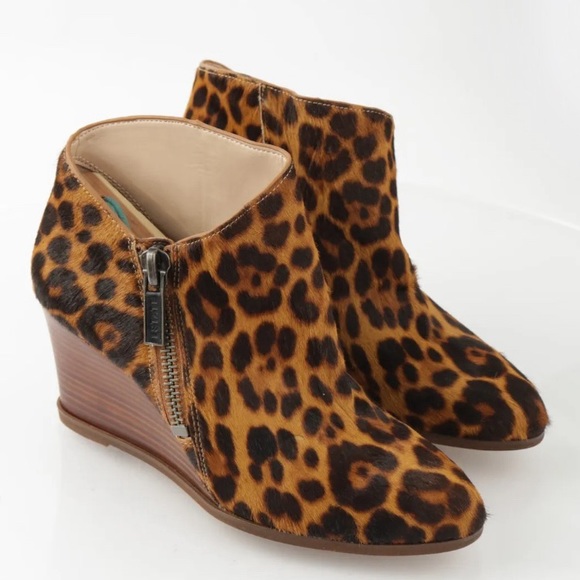 New 1. State Kaleb Wedge Bootie in Brown Multi Calf Hair Size 6.5 M - Picture 1 of 6